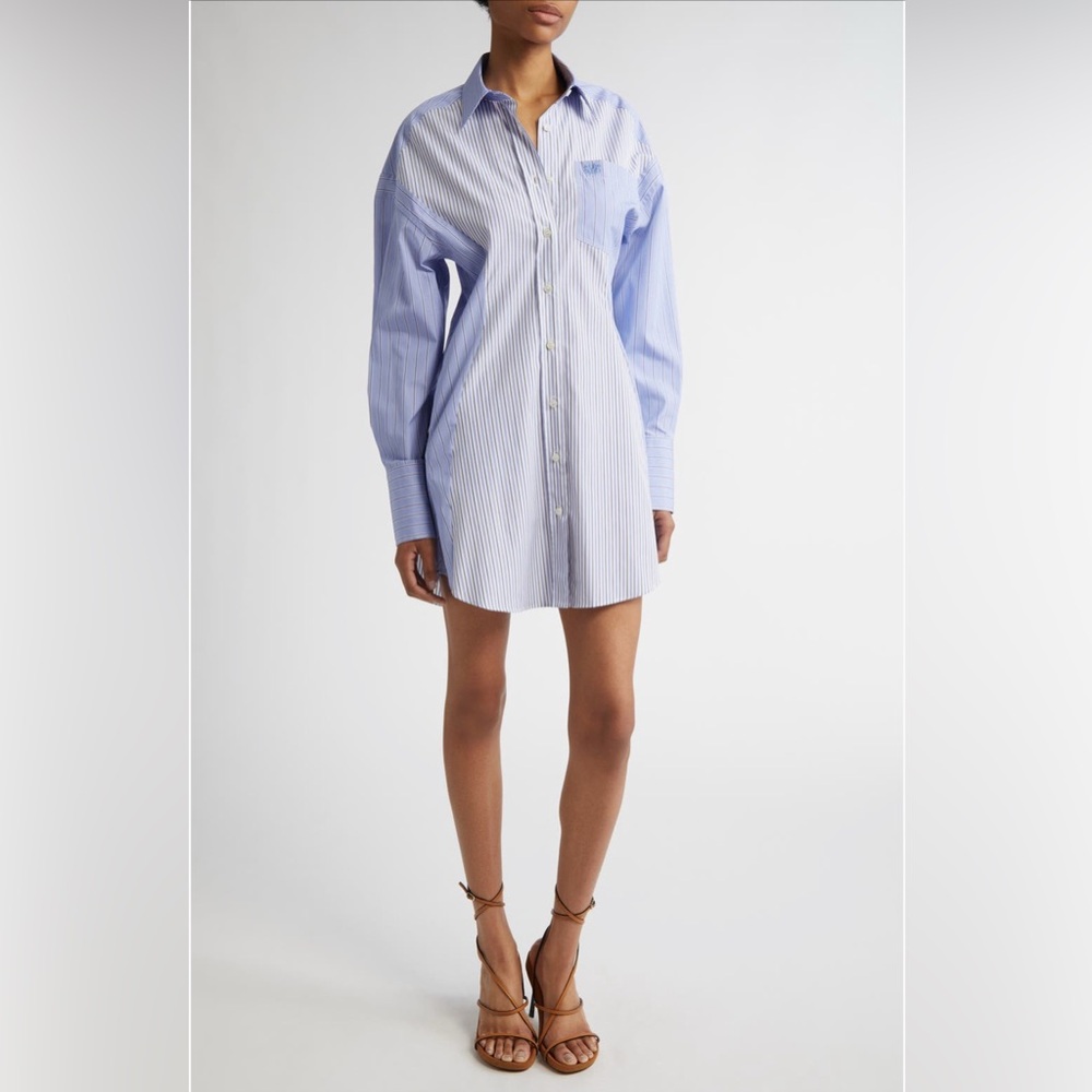 Stella McCartney Mixed Stripe Long Sleeve Cotton Shirtdress- Size 4